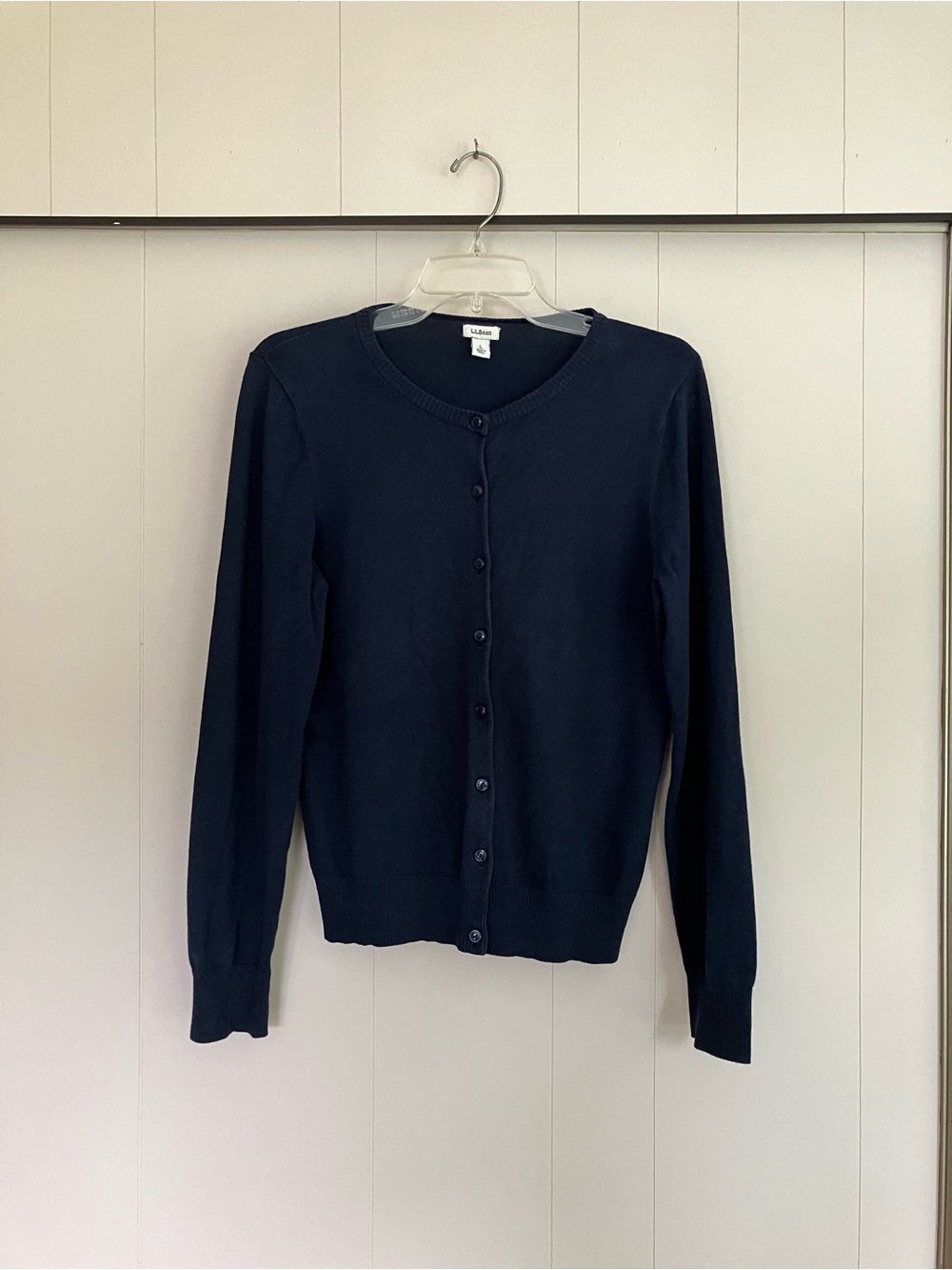 L.L. Bean Navy Button-Front Cardigan Sweater Supima Cotton Blend